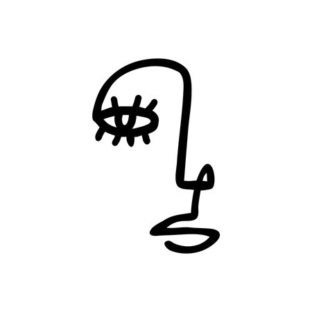 Abstract contemporary woman face. Modern trendy beauty sign. Female face symbol. Line art drawing. Creative freehand doodle art. Vector illustrationのイラスト素材