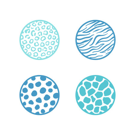 Colorful vector animals pattern illustrations in circle shapesのイラスト素材