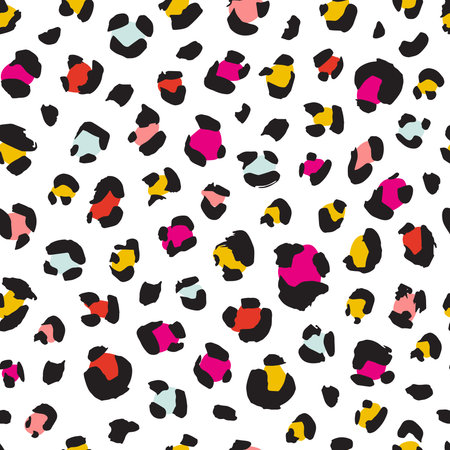Seamless pattern with leopard skin. Exotic bright animal background.のイラスト素材