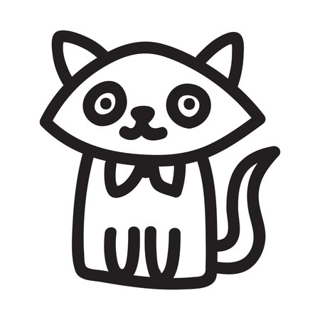 Cartoon black cat drawing. Simple and cute kitten silhouetteのイラスト素材