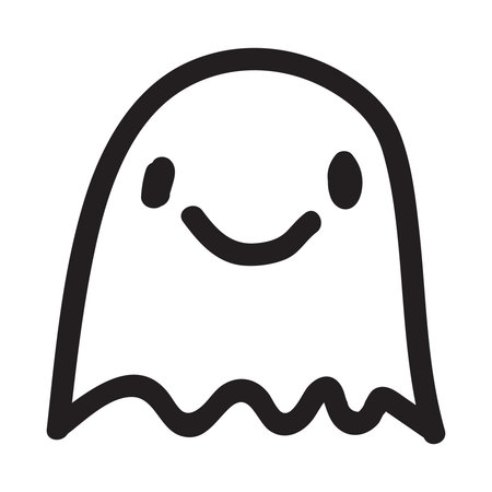 Cute doodle ghost character. Happy Halloween ghost cartoon vector illustration. Party card invitation print, shirt or product print, sticker designのイラスト素材