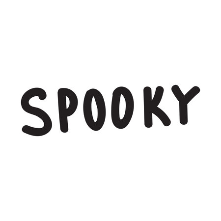 Spooky lettering design with bats and spider web. Holiday calligraphy for halloween posterのイラスト素材