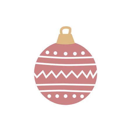 Hand drawn Christmas toy ball. Symbol of Happy New Year, Xmas holiday celebration, winter.のイラスト素材