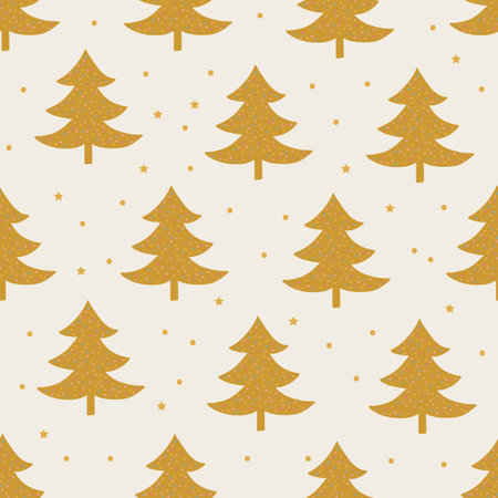 Seamless pattern with Christmas trees. Holiday modern boho background. vector illustrationのイラスト素材