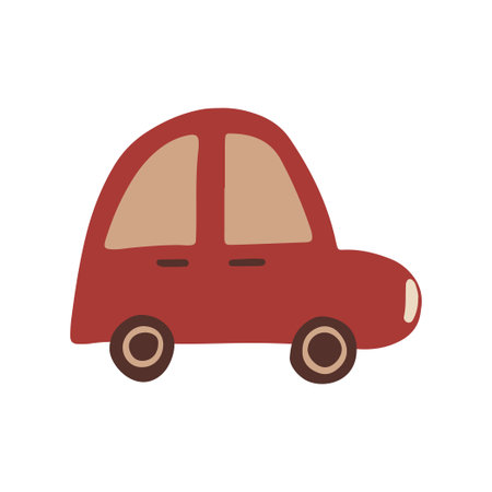Cute colorful retro pink car icon elements illustration. Hand drawn style for design of children rooms, clothing, textiles. vector illustrationのイラスト素材
