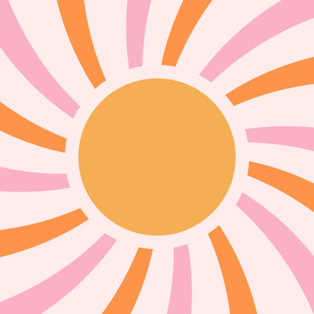 Groovy retro sunshine poster with sun