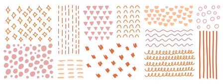 Various sketchy doodle textures with shapesのイラスト素材