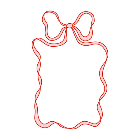 Hand-drawn red ribbon frame with bowのイラスト素材