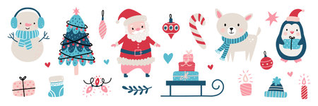 A cute Christmas illustration setのイラスト素材