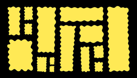 Wavy rectangle set of bold yellow abstract frames with smooth organic curves. Modern flat vector...