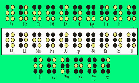Alphabet for the blind on a green background vector illustrationのイラスト素材