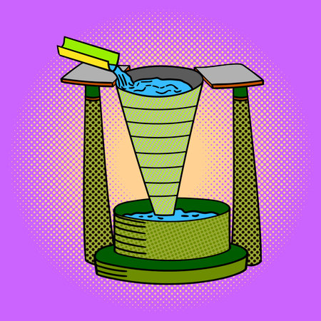 Clepsydra pop art design vector illustration. Clock separate objects. Time hand drawn doodle design elements.のイラスト素材