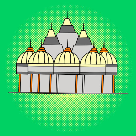 Shri Swaminarayan Mandir pop art vector. Beautiful adult looking at us, illustration isolated on whiteのイラスト素材