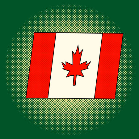 Flag of Canada pop art vector. Beautiful adult flag looking at us, illustration isolated on whiteのイラスト素材