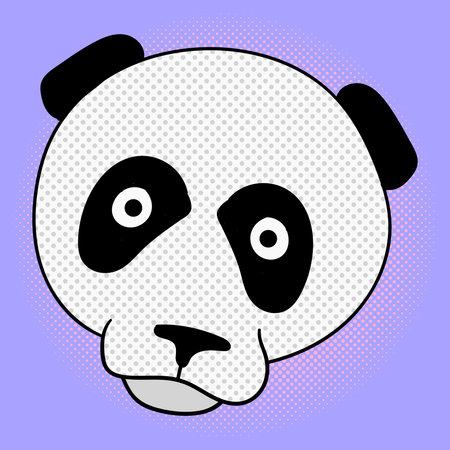 Head of panda pop art vector. Beautiful bear style for comics. Hand-drawnのイラスト素材