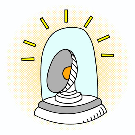 Siren and Flashing Beacon pop art vector. Beautiful comic style. Hand drawn weaponのイラスト素材