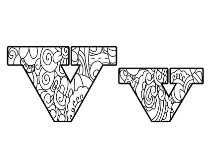 Anti coloring book alphabet, the letter V vector illustrationのイラスト素材
