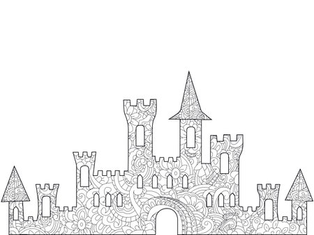 Old castle coloring book for adultsのイラスト素材