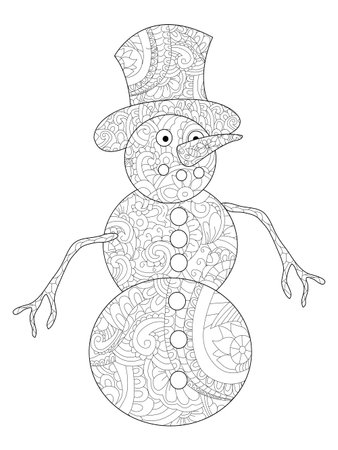 Snowman coloring book for adults vectorのイラスト素材