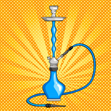 Object hookah colorful drawing. Pop art background. Vector