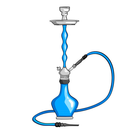The hookah object is blue on a white background vector.