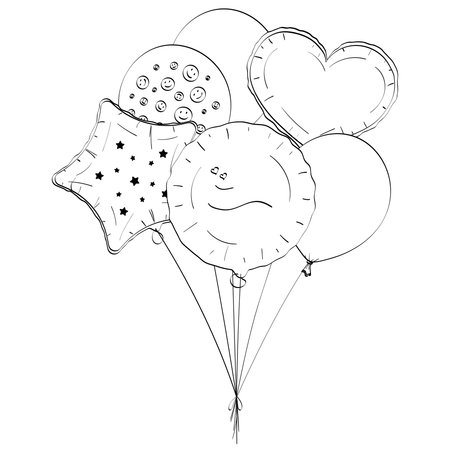 A toy balloon or party balloon pop art vector. Set coloringのイラスト素材