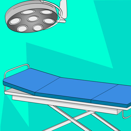 Operating room. Vector illustration. Table and medical lighting.のイラスト素材