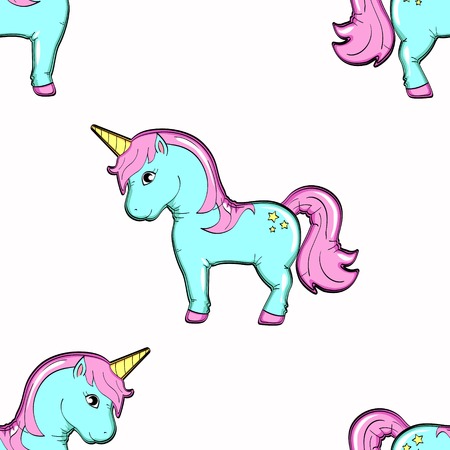 Seamless background, animal object. A horse, a pony or a small unicorn. Vectorのイラスト素材