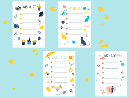 Wish list four blanks. In minimalist style Cartoon flat Vectorのイラスト素材