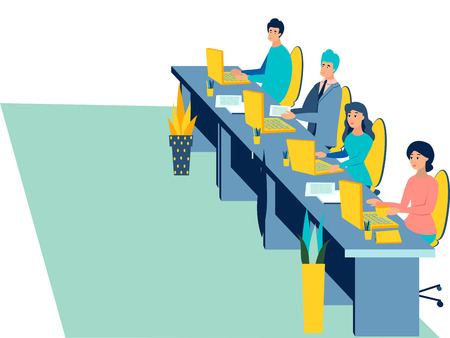Selection committee. The interior of the office isolated on white background. Flat style. Cartoon vector illustration.のイラスト素材