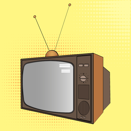 Pop art background. Electronic equipment, old TV. Imitation of comics style. Rasterの写真素材