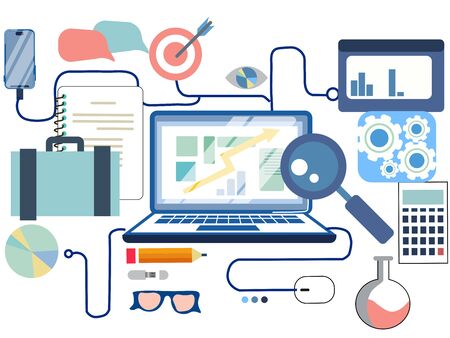 online business social network financial analysis and research flat design, infographics elements, raster on a white backgroundの写真素材