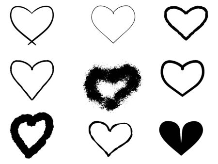 Big set of various heart templates - simple flat design hearts. Different hearts collection.のイラスト素材