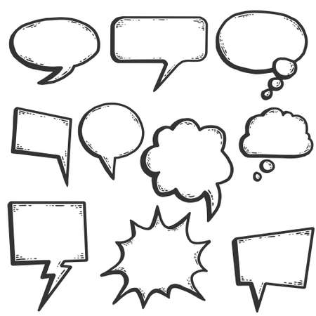 Set of text bubbles. Sketch scratch board imitation.のイラスト素材