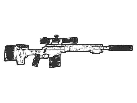 Remington MSR. Sketch scratch board imitation. Black and white.のイラスト素材