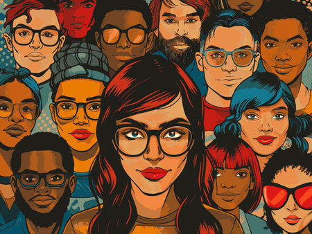 Comprehensive portrait of young people, in the style of pop art comic book style. Generative ai.の素材