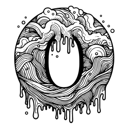 Dripping Decorative Letter O engraving vectorのイラスト素材