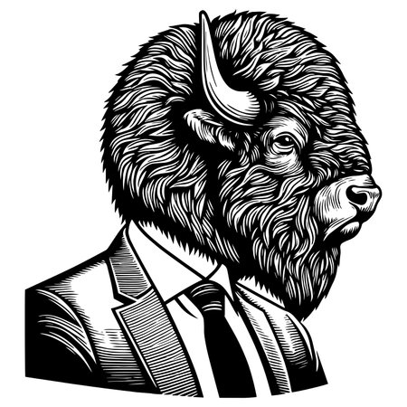 Buffalo businessman engraving sketch rasterの写真素材