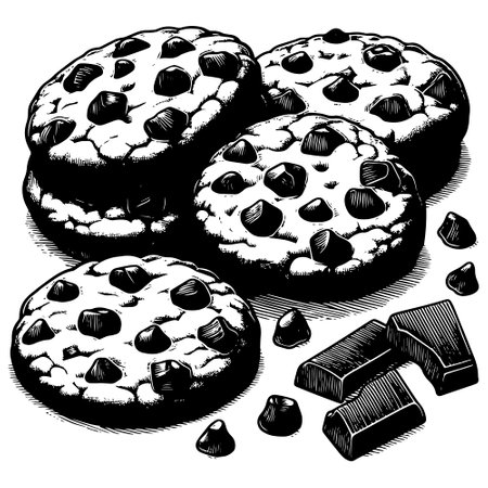 Chocolate Chip Cookies engraving vectorのイラスト素材