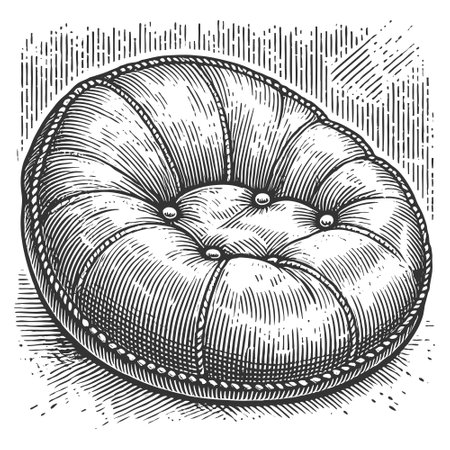 Round Cushion engraving sketch vector illustrationのイラスト素材