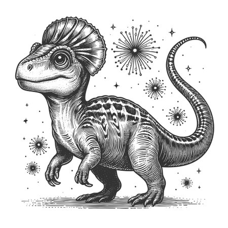 Cute Fantasy Dinosaur vector illustrationのイラスト素材