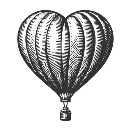 Heart-Shaped Hot Air Balloon raster illustrationの写真素材
