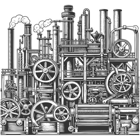 Vintage Industrial Machinery raster illustrationの写真素材