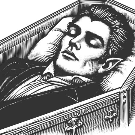Vampire Resting in Coffin raster illustrationの写真素材