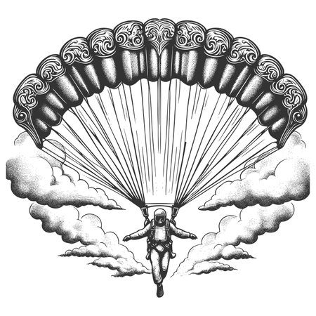 Parachutist in Mid-Air raster illustrationの写真素材