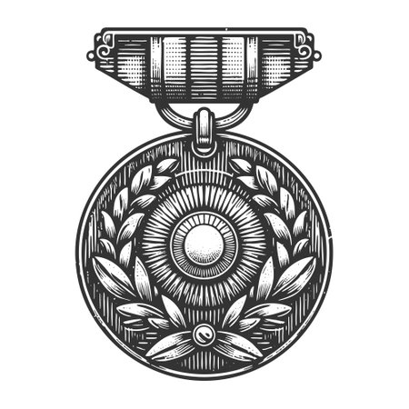 Medal with Laurel Wreath vector illustrationのイラスト素材