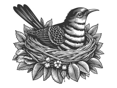 cuckoo Bird in Nest vector illustrationのイラスト素材