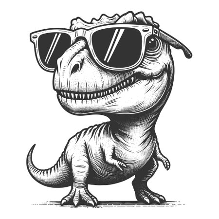 Cool Dinosaur in Sunglasses and Jacket vectorのイラスト素材