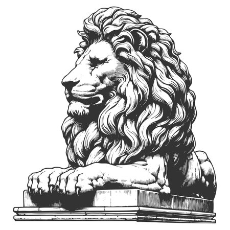 Majestic Lion Statue raster illustrationの写真素材