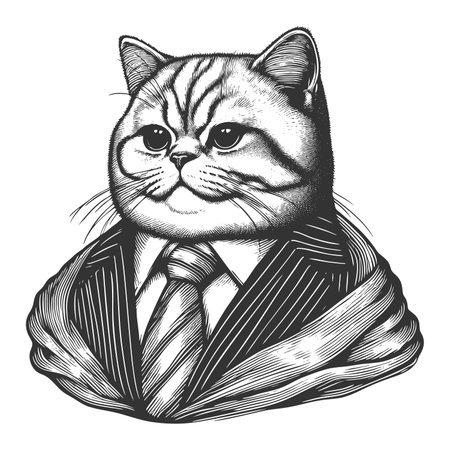 Sophisticated Business Cat in Suit rasterの写真素材